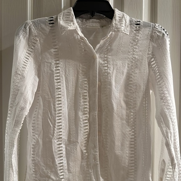 Spartina white eyelet crocheted button shirt - Picture 5 of 8